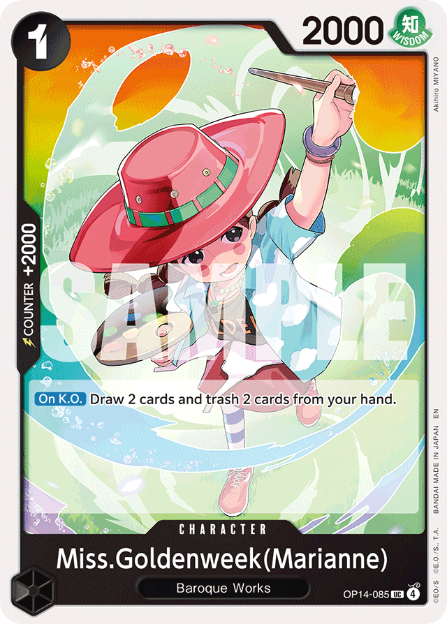 Miss.Goldenweek(Marianne) OP14-085 card, The Azure Sea's Seven