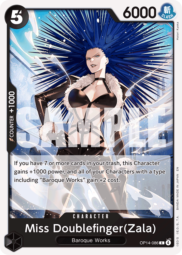 Miss Doublefinger(Zala) OP14-086 card, The Azure Sea's Seven