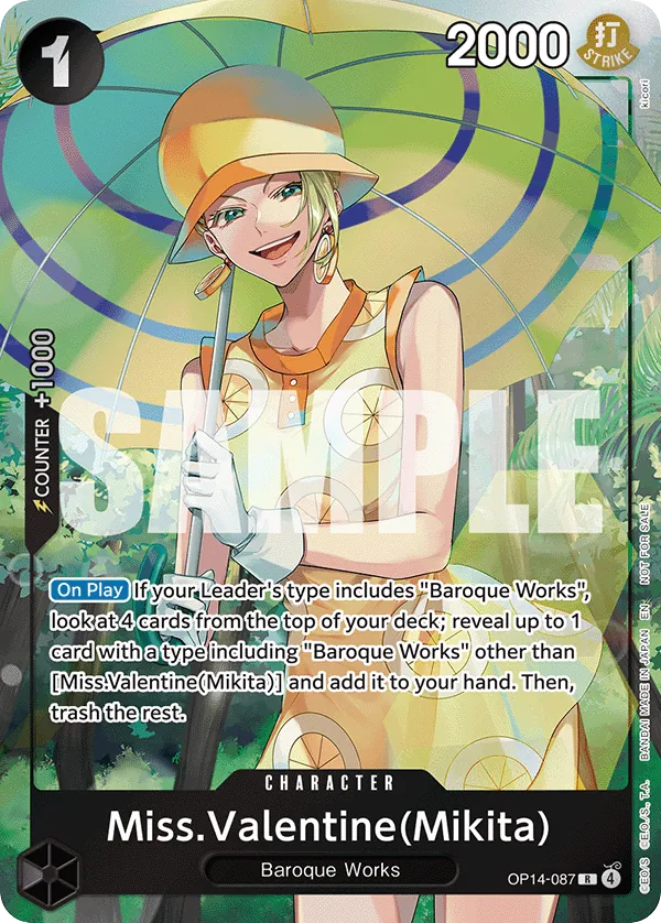 Miss.Valentine(Mikita) OP14-087 Full Art card, The Azure Sea's Seven