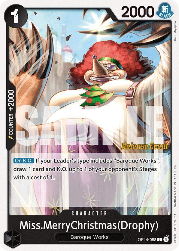 Miss.MerryChristmas(Drophy) OP14-088 Release Event Stamp card, The Azure Sea's Seven