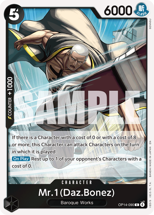 Mr.1(Daz.Bonez) OP14-090 card, The Azure Sea's Seven