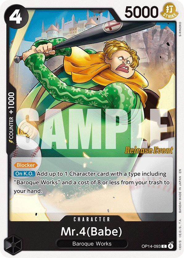 Mr.4(Babe) OP14-093 Release Event Stamp card, The Azure Sea's Seven