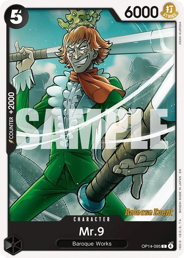 Mr.9 OP14-095 Release Event Stamp card, The Azure Sea's Seven