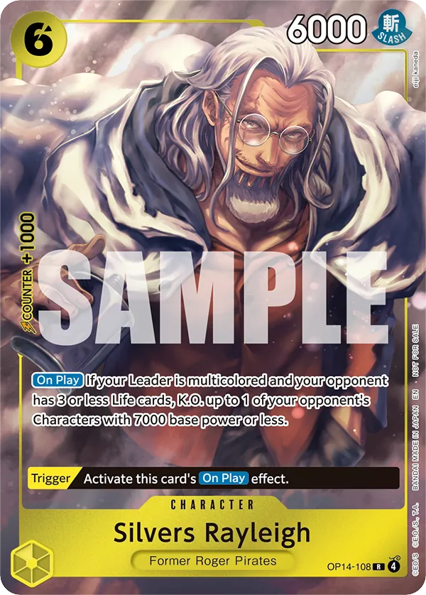 Silvers Rayleigh OP14-108 Full Art card, The Azure Sea's Seven