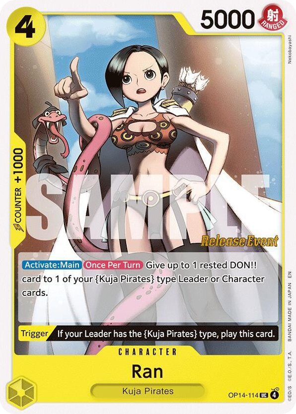 Ran OP14-114 Release Event Stamp card, The Azure Sea's Seven
