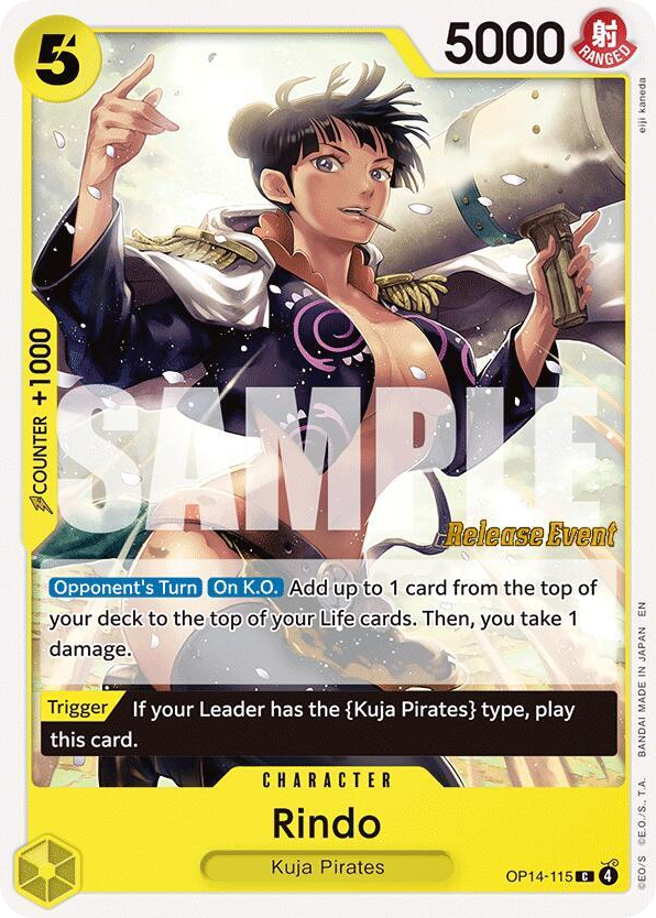 Rindo OP14-115 Release Event Stamp card, The Azure Sea's Seven