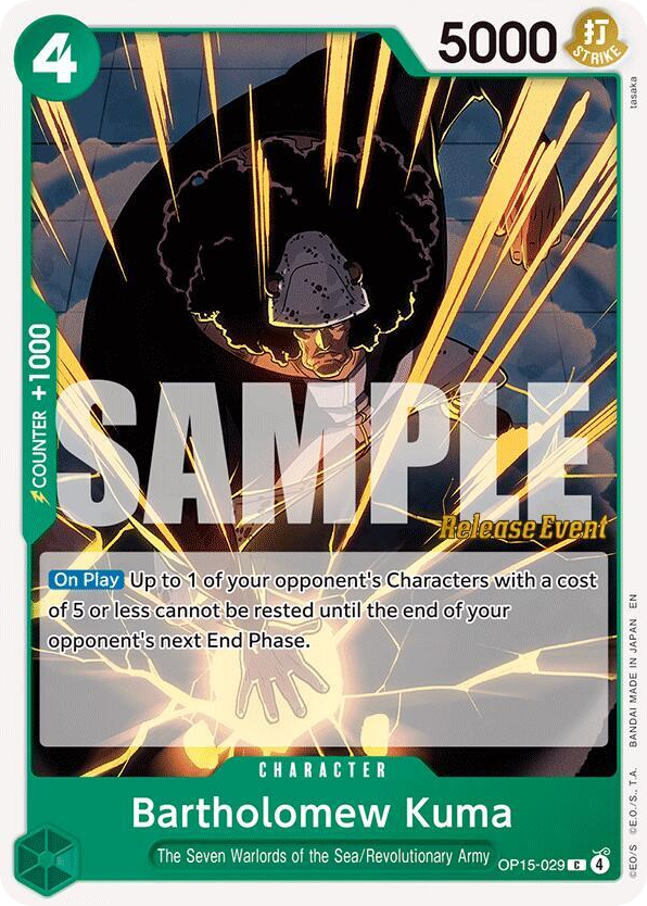 Bartholomew Kuma OP15-029 Release Event Stamp card, Adventure on Kami's Island