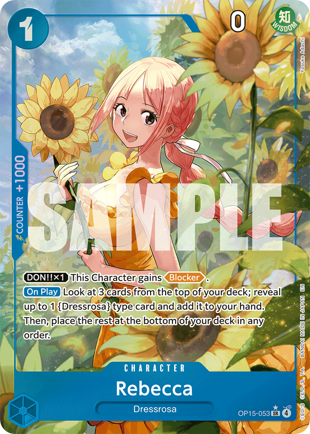 Rebecca OP15-053 Alt Art card, Adventure on Kami's Island