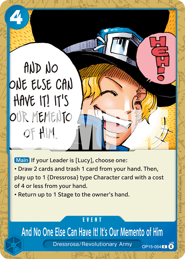 And No One Else Can Have It! It's Our Memento of Him OP15-054 card, Adventure on Kami's Island