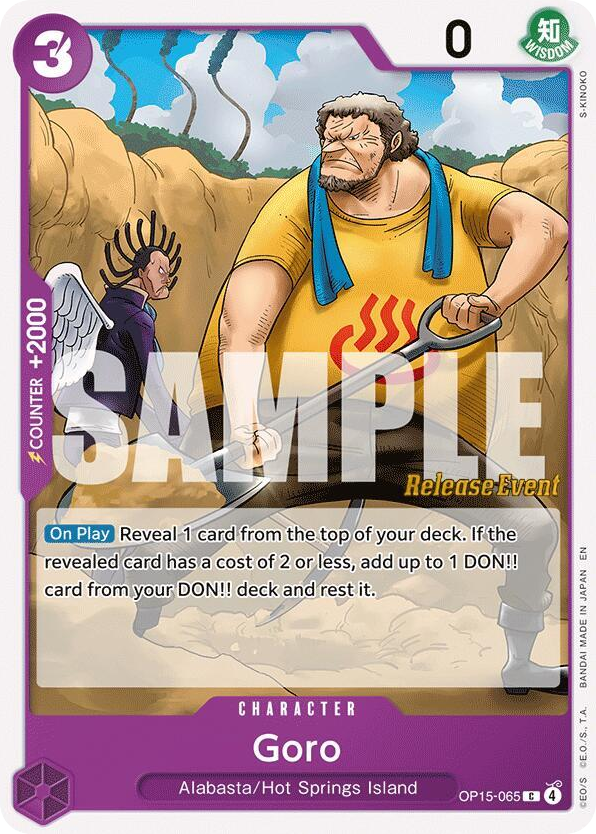 Goro OP15-065 Release Event Stamp card, Adventure on Kami's Island
