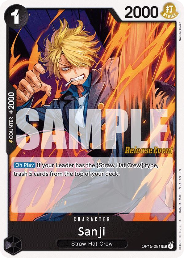 Sanji OP15-081 Release Event Stamp card, Adventure on Kami's Island
