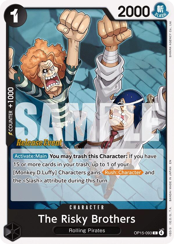 The Risky Brothers OP15-093 Release Event Stamp card, Adventure on Kami's Island