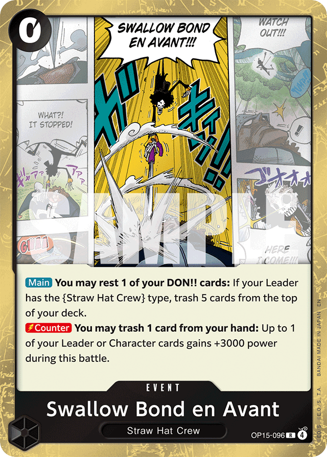 Swallow Bond en Avant OP15-096 card, Adventure on Kami's Island