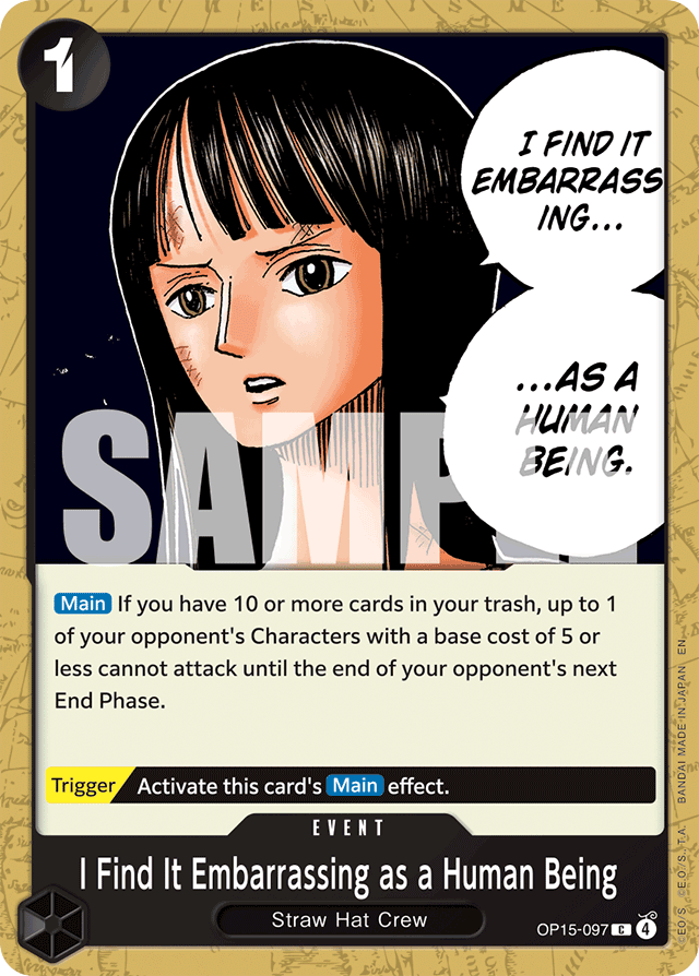 I Find It Embarrassing as a Human Being OP15-097 card, Adventure on Kami's Island