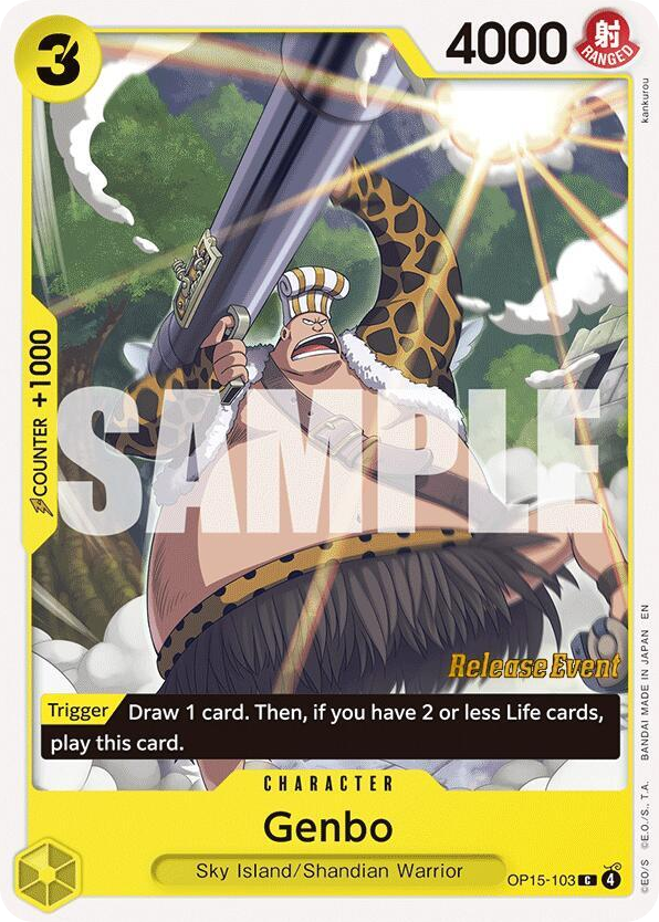 Genbo OP15-103 Release Event Stamp card, Adventure on Kami's Island