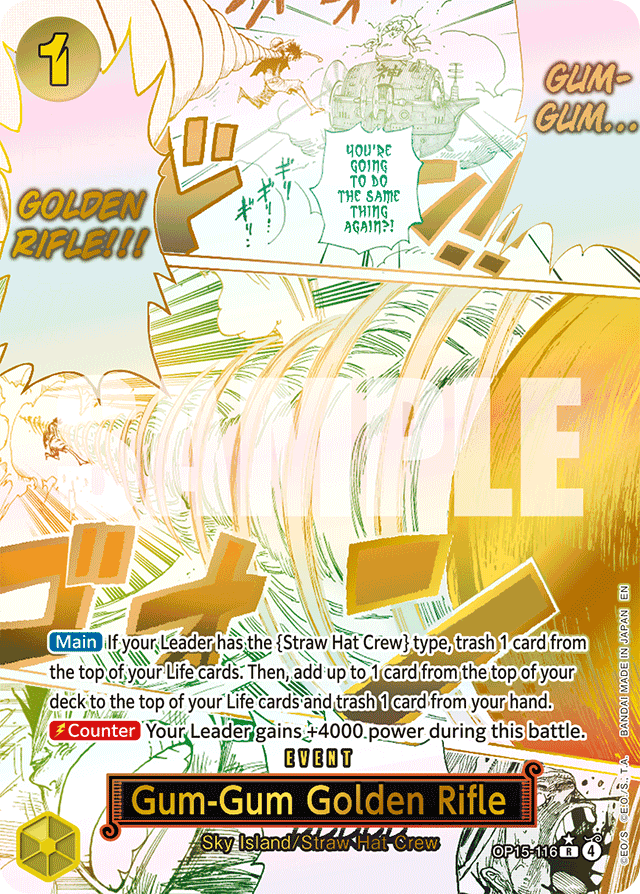 Gum-Gum Golden Rifle OP15-116 Alt Art card, Adventure on Kami's Island