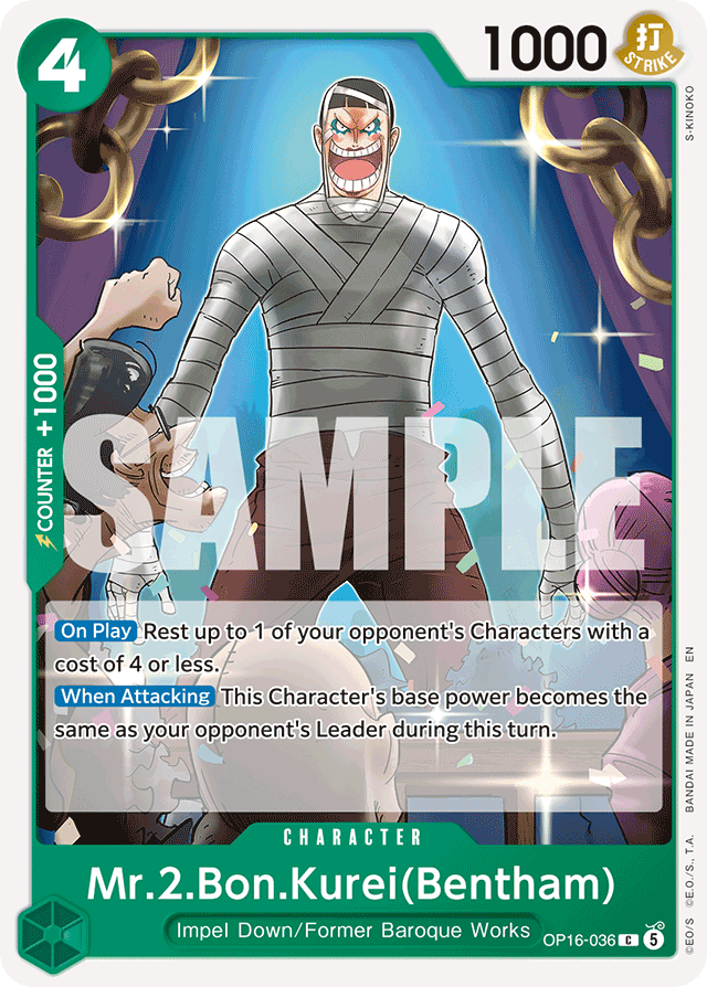 Mr.2.Bon.Kurei(Bentham) OP16-036 card, The Time Of Battle