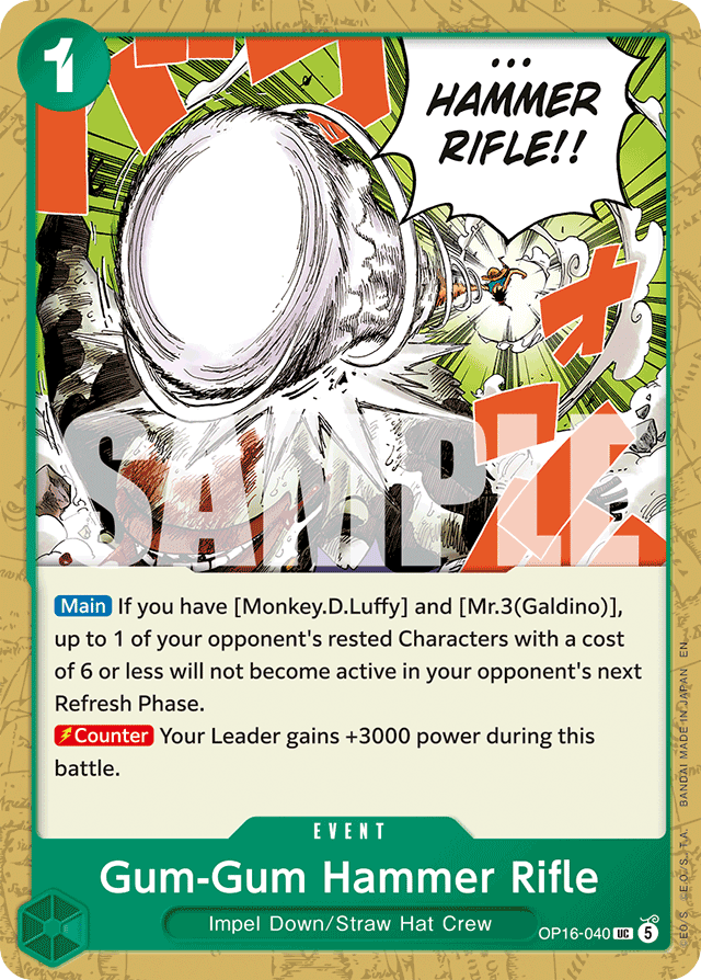 Gum-Gum Hammer Rifle OP16-040 card, The Time Of Battle