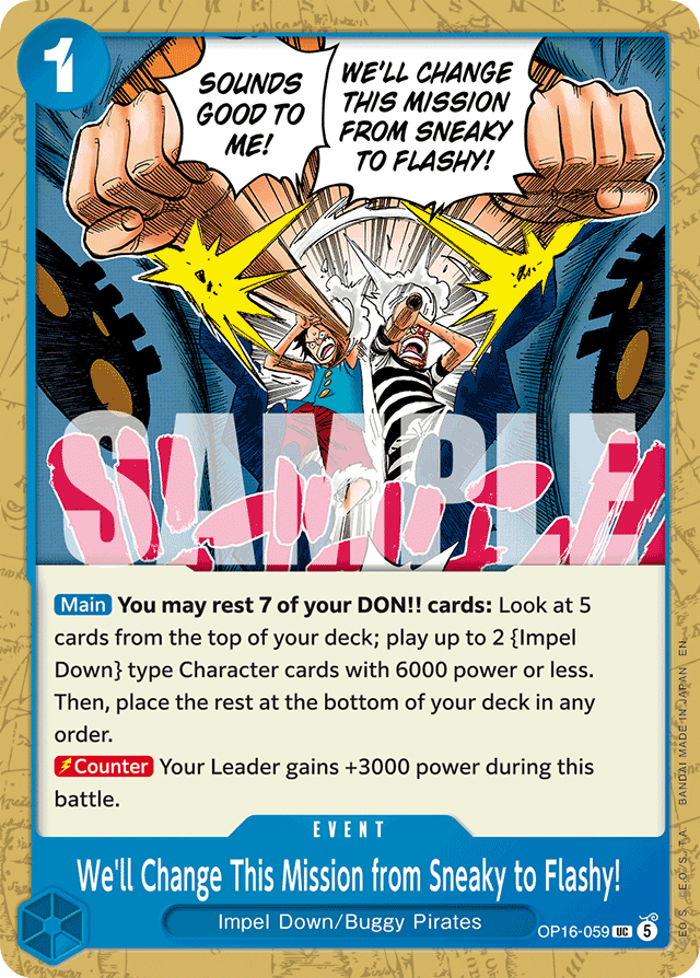 We'll Change This Mission from Sneaky to Flashy! OP16-059 card, The Time Of Battle