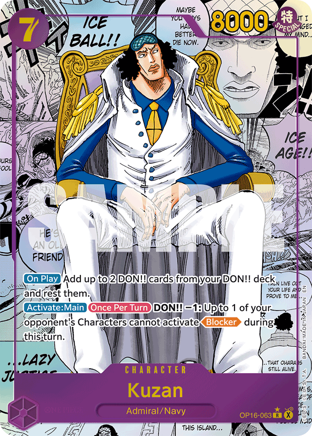 Kuzan OP16-063 Manga Alt Art card, The Time Of Battle