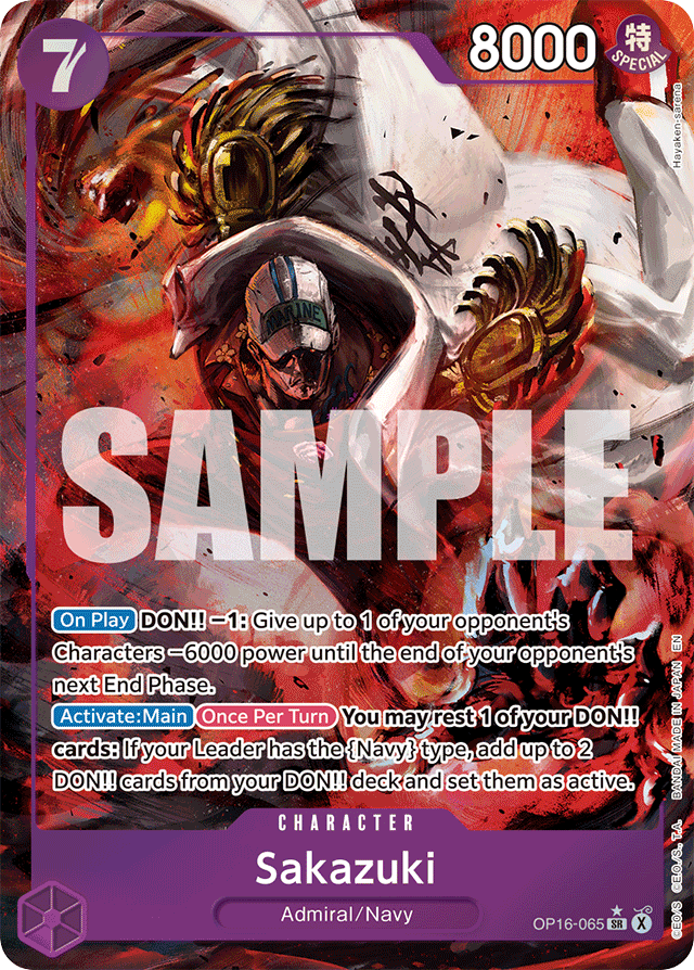 Sakazuki OP16-065 Alt Art card, The Time Of Battle