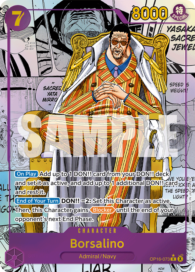 Borsalino OP16-073 Manga Alt Art card, The Time Of Battle