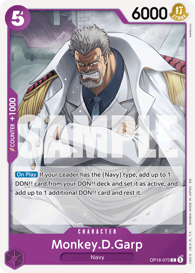 Monkey.D.Garp OP16-075 card, The Time Of Battle