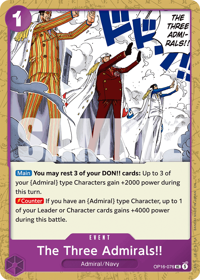 The Three Admirals!! OP16-076 card, The Time Of Battle