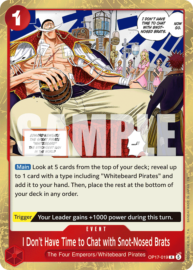 I Don't Have Time to Chat with Snot-Nosed Brats OP17-019 card, The World's Strongest Warriors