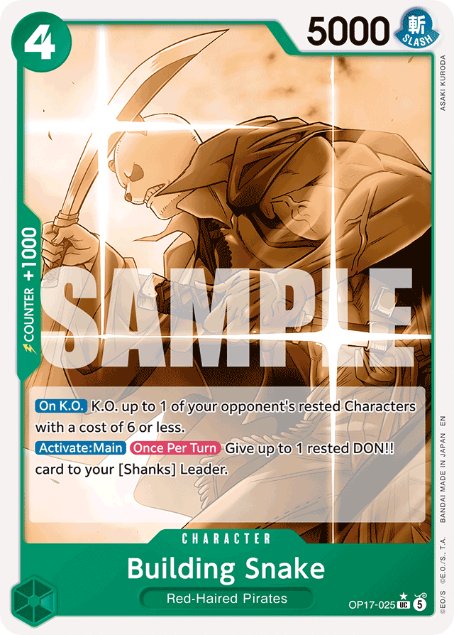 Building Snake OP17-025 Pandaman Art card, The World's Strongest Warriors