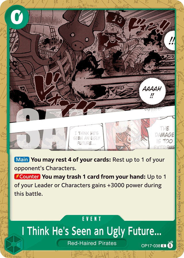 I Think He's Seen an Ugly Future... OP17-038 card, The World's Strongest Warriors