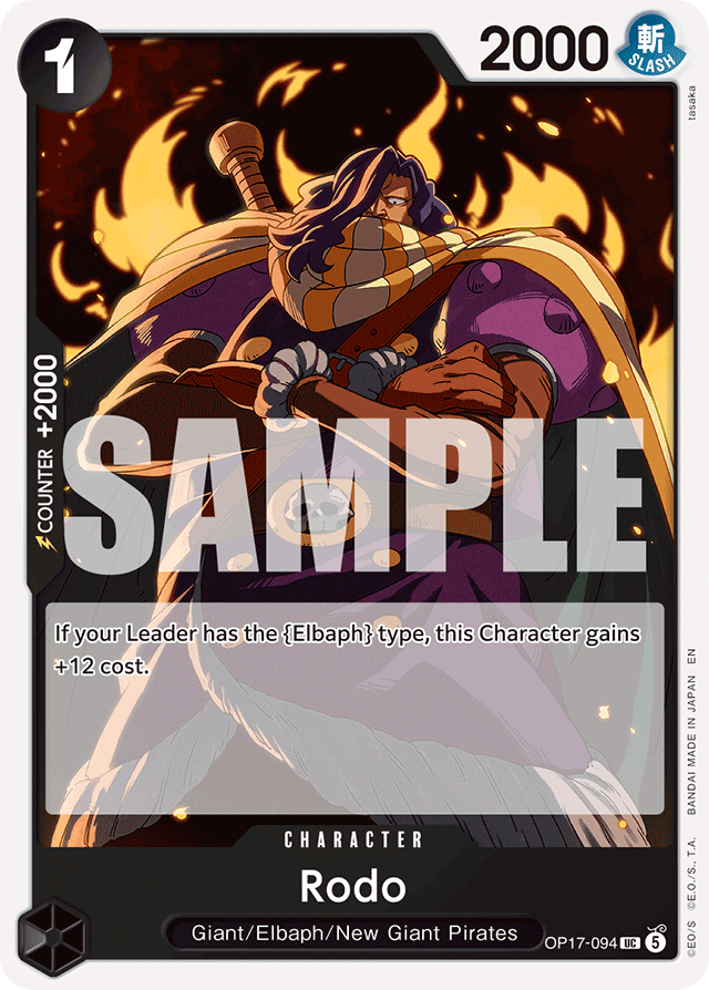 Rodo OP17-094 card, The World's Strongest Warriors