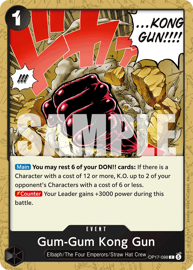 Gum-Gum Kong Gun OP17-098 card, The World's Strongest Warriors