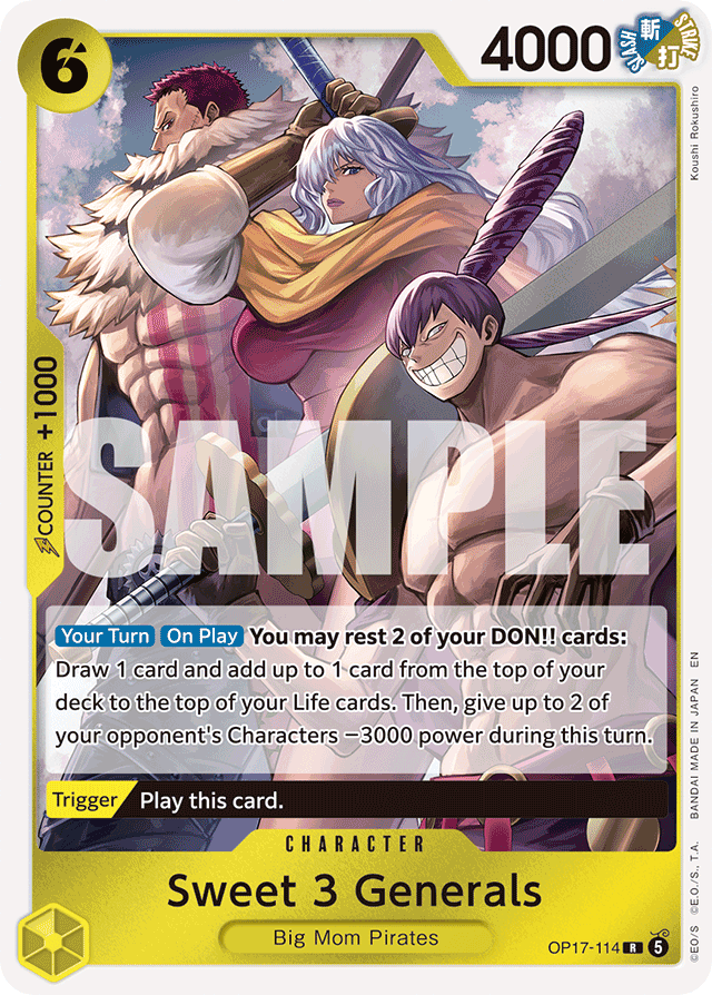 Sweet 3 Generals OP17-114 card, The World's Strongest Warriors
