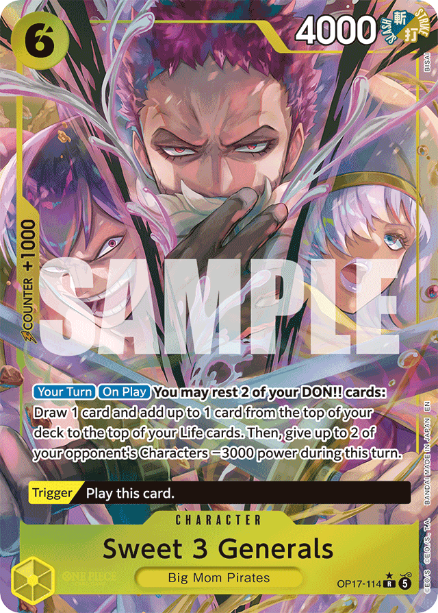 Sweet 3 Generals OP17-114 Alt Art card, The World's Strongest Warriors