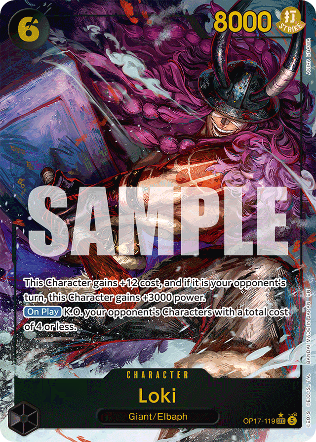 Loki OP17-119 Alt Art card, The World's Strongest Warriors