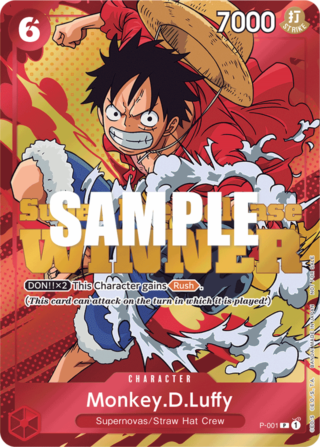 Monkey.D.Luffy P-001 Super Pre-Release Winner Stamp card, Promos