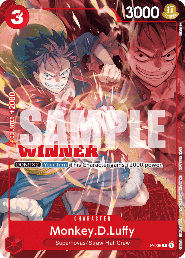 Monkey.D.Luffy P-006 Winner Stamp card, Promos