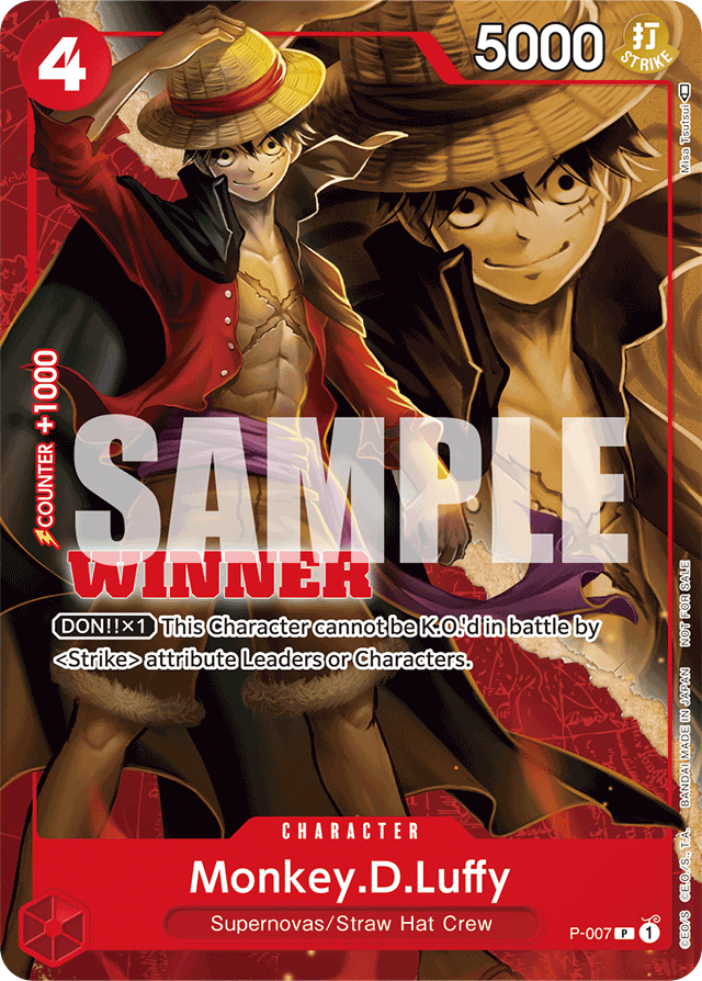 Monkey.D.Luffy P-007 Winner Stamp card, Promos
