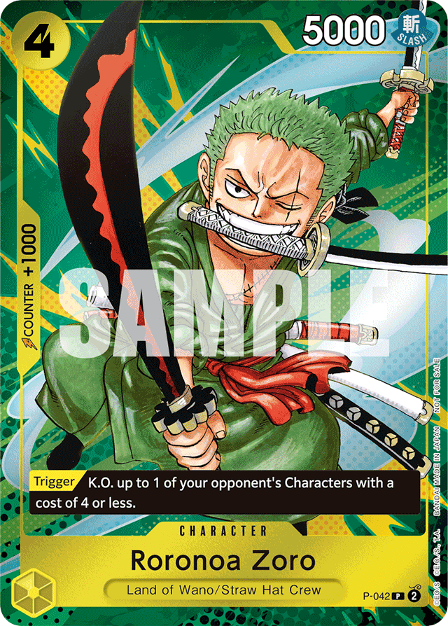 Roronoa Zoro P-042 card, Promos