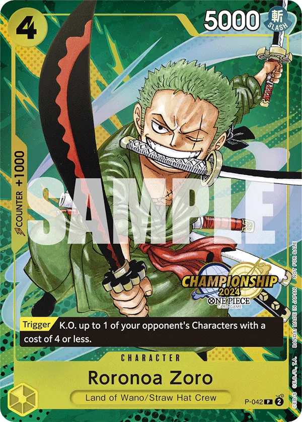 Roronoa Zoro P-042 Championship Stamp card, Promos