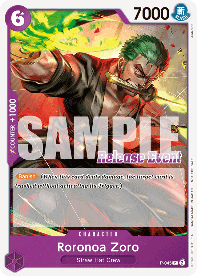 Roronoa Zoro P-045 Release Event Stamp Foil card, Promos