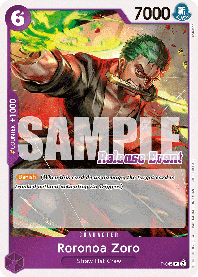 Roronoa Zoro P-045 Release Event Stamp card, Promos