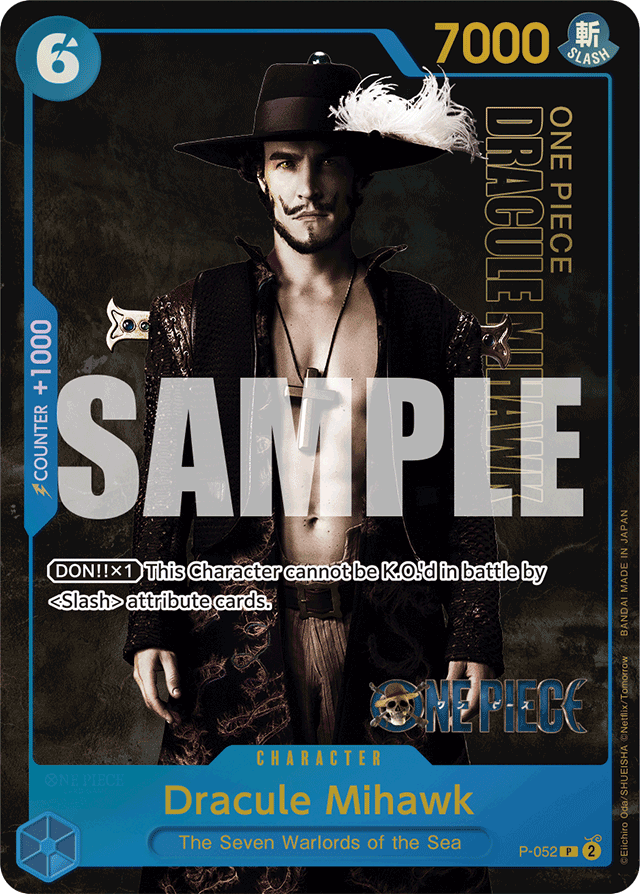 Dracule Mihawk P-052 Live Action Foil card, Promos