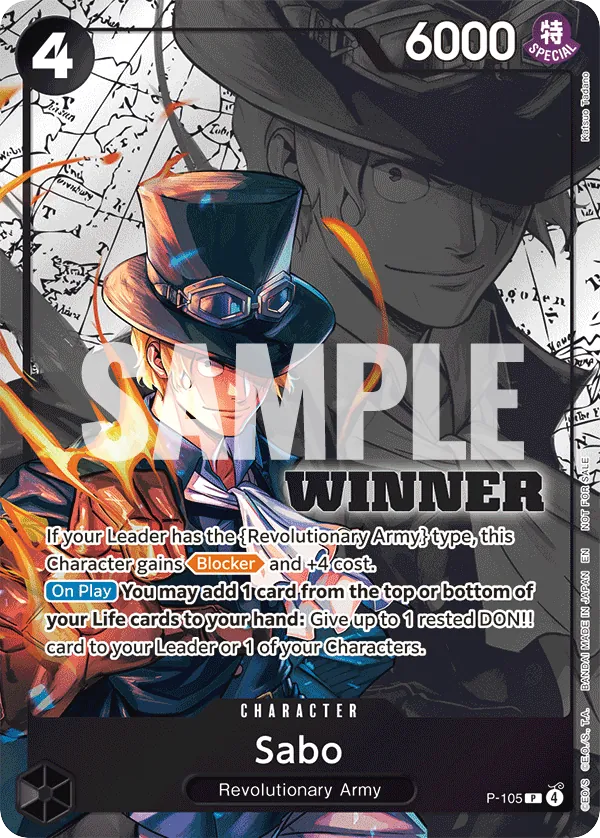 Sabo P-105 Winner Stamp card, Promos