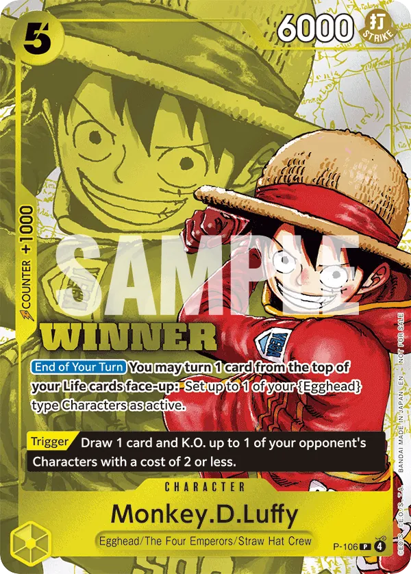 Monkey.D.Luffy P-106 Winner Stamp card, Promos