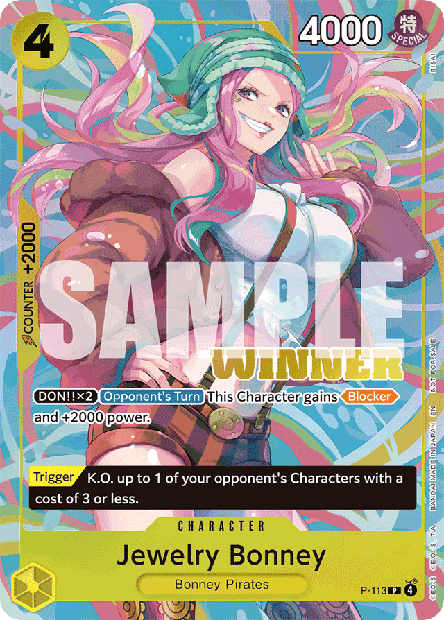 Jewelry Bonney P-113 Winner Stamp card, Promos
