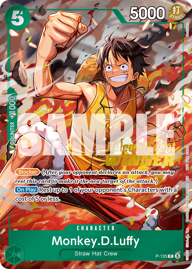 Monkey.D.Luffy P-135 Release Event Winner Stamp card, Promos