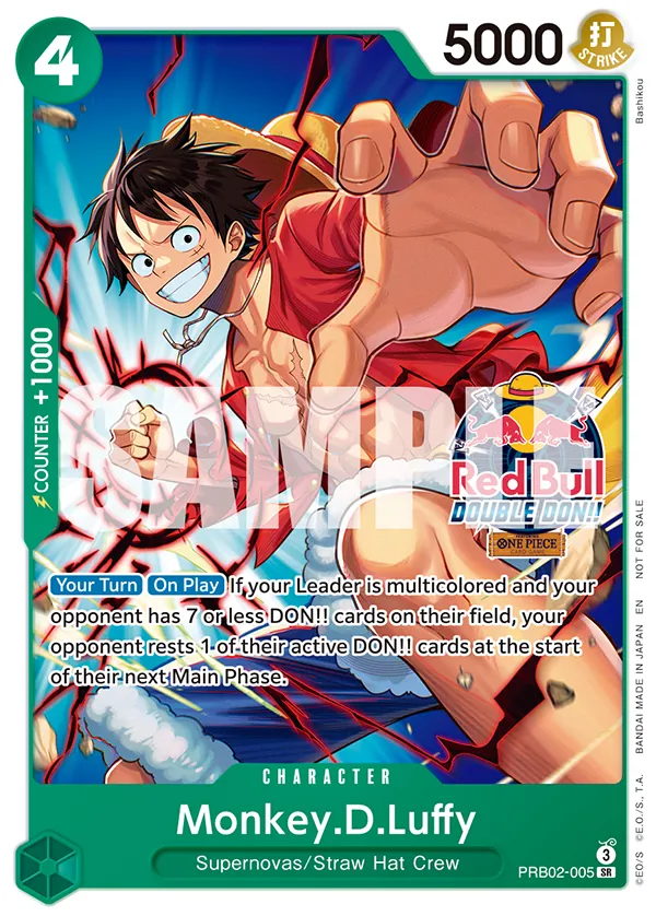 Monkey.D.Luffy PRB02-005 Red Bull Double Don Stamp card, The Best Vol.2