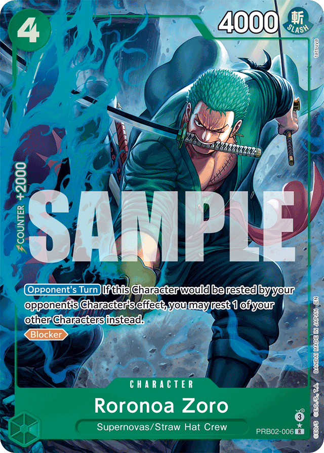 Roronoa Zoro PRB02-006 Alt Art card, The Best Vol.2